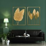 Gold Metal Leaf Wall Decor Set of 2 – 24" x 16" Framed Wall Sculptures - Image 5