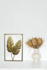 Gold Metal Leaf Wall Decor Set of 2 – 24" x 16" Framed Wall Sculptures - Image 4