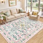 Vintage Floral Washable Rug – Soft Thin Design - Image 4