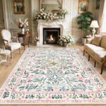 Vintage Floral Washable Rug – Soft Thin Design