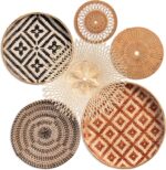 Wall Basket Decor Set – 18" to 9" Hanging Boho Art, Bamboo Seagrass Rattan Woven Baskets