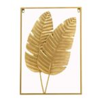 Gold Metal Leaf Wall Decor Set of 2 – 24" x 16" Framed Wall Sculptures