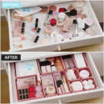 11-Piece Stackable Drawer Organizer Set, Multi-size Desk Pink - Image 3