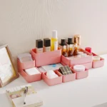11-Piece Stackable Drawer Organizer Set, Multi-size Desk Pink - Image 2